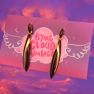 Vintage Gold and Black Drop Earrings